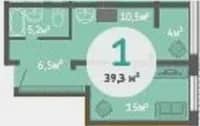 1-комнатная квартира 39.5 м² - миниатюра 9